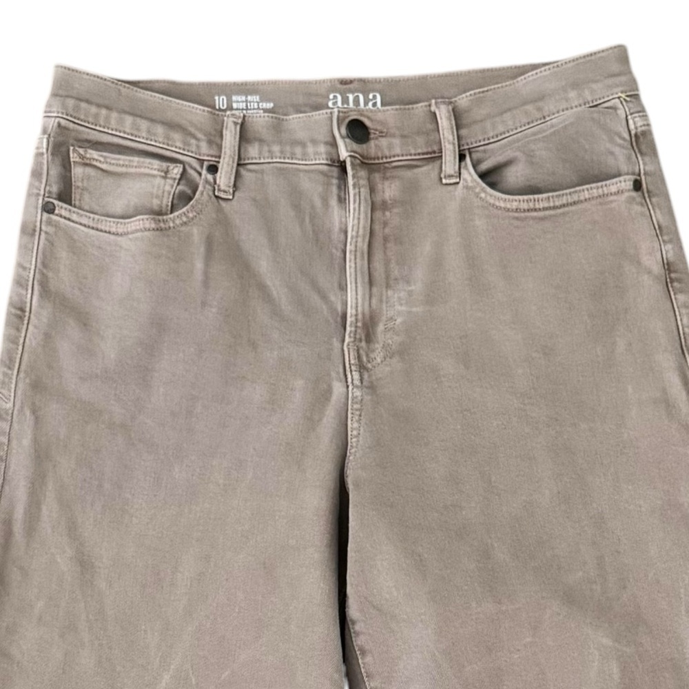 a.n.a. Size 10 Birchwood (Tan) High-Rise 5 Pocket Wide Leg Cropped Jeans NWOT - Picture 3 of 8